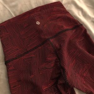 Lululemon Red Patterned Leggings (Size 8)